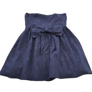 Altar’d State Classic Strapless Navy Jacquard Mini Babydoll Dress w/Bow Size XL